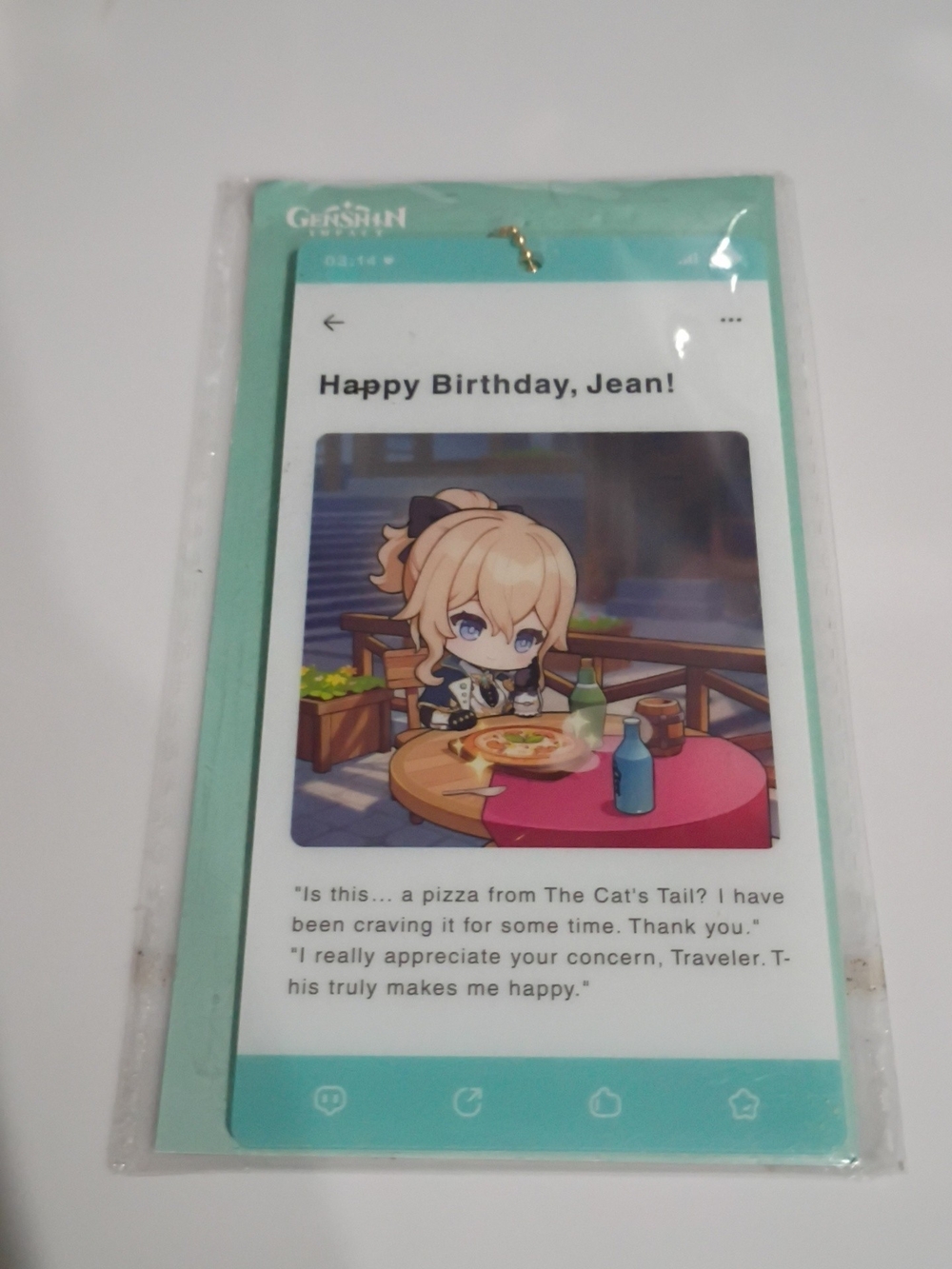 Genshin Impact Traveler Jean Keychain - Aqua Mint